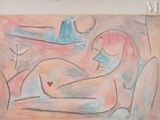 painting of a woman with a heart on her chest