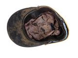 a brown hat with a black brimle on it