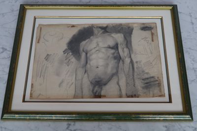 Gondoins (?) : dessin au crayon représentant un buste d'homm…