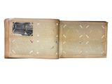 an open book with a picture of a train on it