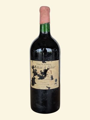 a bottle of wine that is sitting on a table