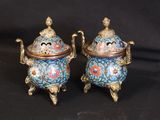 pair of chinese cloise cloise enamel covered jars