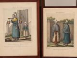 two framed pictures of a man and a woman in medieval clothing