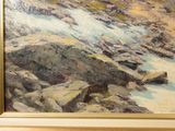 a picture of a painting of a mountain stream