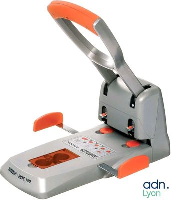 an image of a stapler with orange handles on a white background