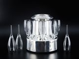 an image of a group of crystal vases sitting on top of a table