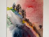 a picture of a watercolor painting of a landscape