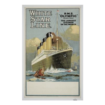 an old poster of a white star liner liner ship in the ocean