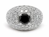 a black and white diamond ring on a white background