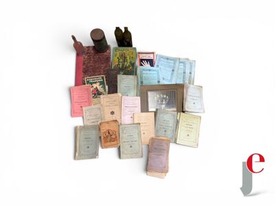 a pile of old books on a white surface