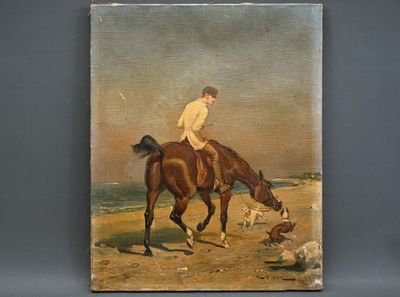 Auguste VIMAR (1851-1916) La bride sur le col. Huile sur toile signée  - Photo 1