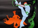a poster of a baseball player swinging a bat