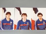 three pictures of a man in a blue and white shirt and a man in a red and white shirt