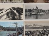 several old postcards of a city with boats and buildings