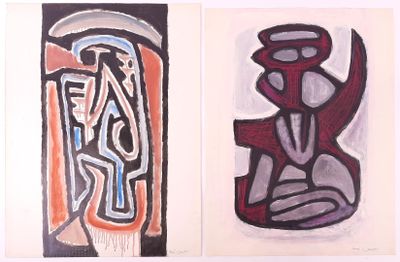 deux tableaux représentant un vase et un vase posé sur une surface blanche