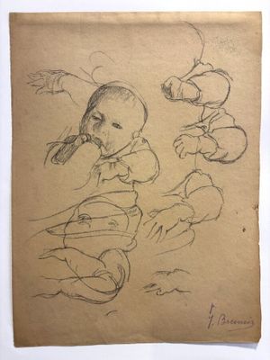 an image of a drawing of a baby sitting on the ground