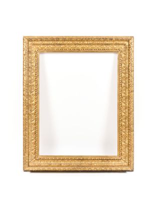 a gold frame with a white background