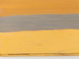 yellow and grey painting on a white wall with a white background