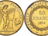 une pièce d'or à l'effigie d'un ange tenant une épée