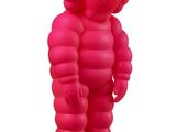 pink inflatable figure of a teddy bear on a white background