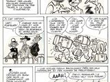 une bande dessinée représentant une voiture et un homme en train de parler à un autre homme
