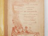 an old book with a picture of a woman sitting on a bed