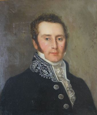 portrait d'un homme en manteau noir et chemise à col blanc