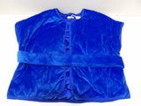 the blue vest is on a white surface with a white background