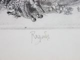 an image of a black and white drawing of a cat laying on the ground