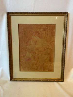 tableau représentant un homme et une femme sur fond blanc