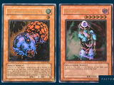 a close up of two cards with different designs