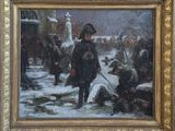 tableau représentant un homme en uniforme militaire debout dans la neige