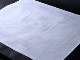 a table with a white table cloth on it