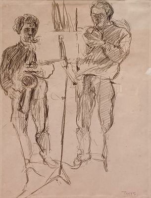 dessin d'un homme et d'une femme debout l'un à côté de l'autre