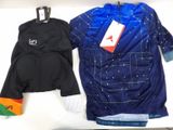 a blue jacket and a pair of pants sitting on a table