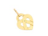 a close up of a gold heart pendant on a white background