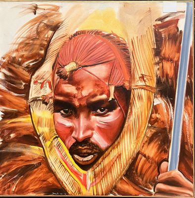 a painting of a man with a sword in his hand