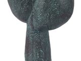 statue of a woman with a hat on her head on a white background