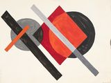 an image of a painting of a circle, a circle, and a line
