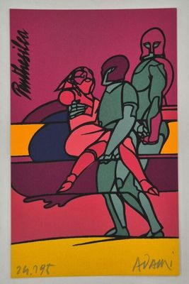 une image représentant un tableau où l'on voit un homme et une femme à moto
