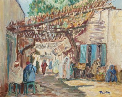 PONTOY Henri Jean, 1888-1968, Ruelle animée en Afrique du No…