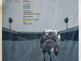 the back cover of a magazine with a picture of two bears walking on a tennis court