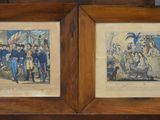 two framed pictures of a couple of people standing next to each other