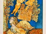 une image représentant un tableau où l'on voit une femme tenant un parapluie devant un château