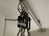 a light that is hanging from the ceiling in the room