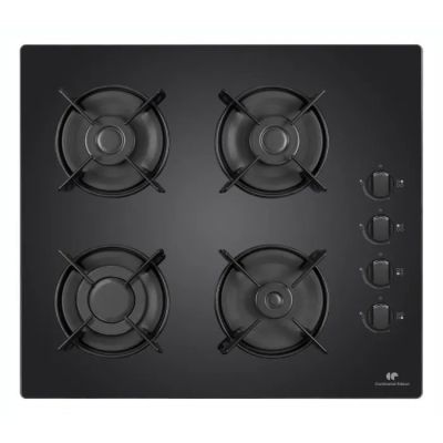 a black stove top with four burners on a white background