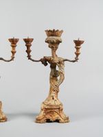 Paire de candélabres à trois lumières probablement en fonte … (photo 6)