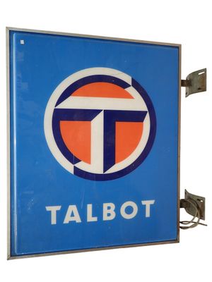 un panneau bleu sur lequel figure un logo blanc et orange