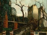 une image représentant un tableau illustrant une scène de rue avec un cheval et une calèche
