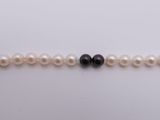 a close up of a row of pearls on a white surface